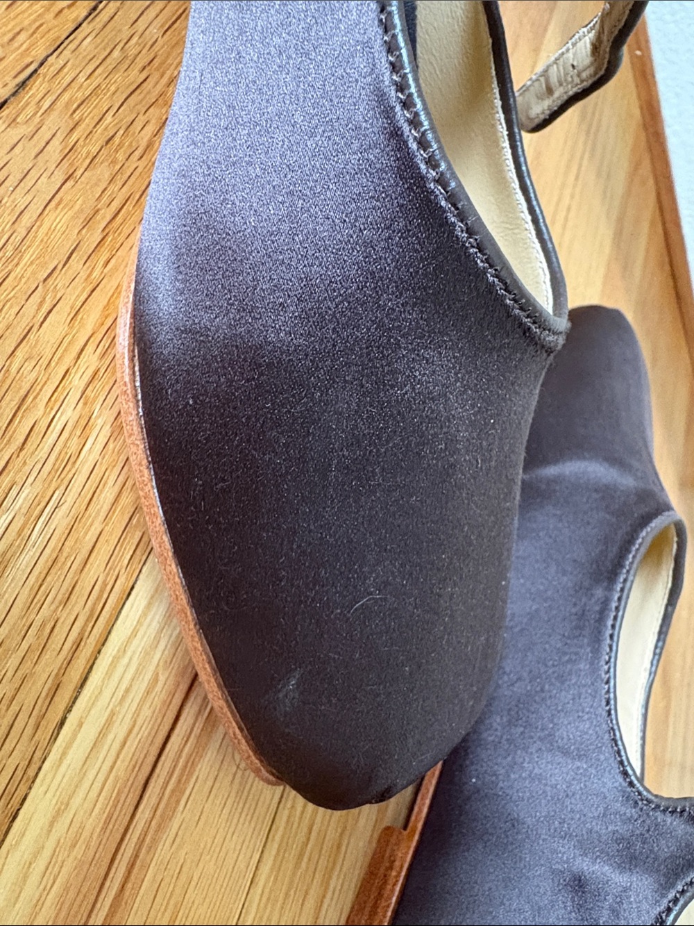 Sandy Liang Dark Brown Satin Mary Jane Flats - Picture 7 of 7